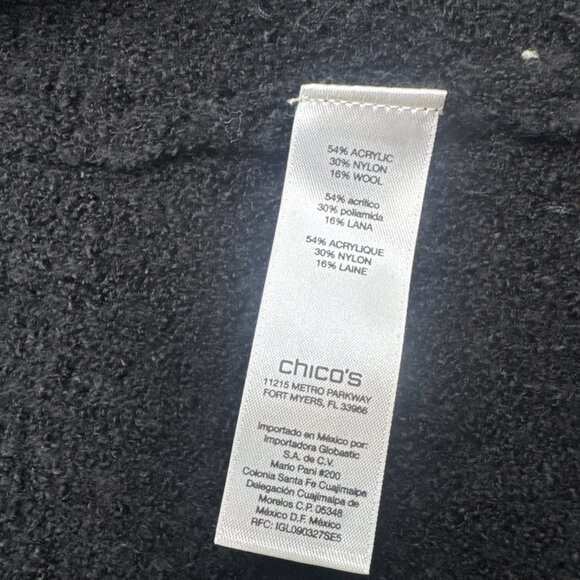 Chicos Black Sequin Feather Camille Wool Blend Cardigan XL Fairy Goth Whimsigoth - Picture 7 of 10